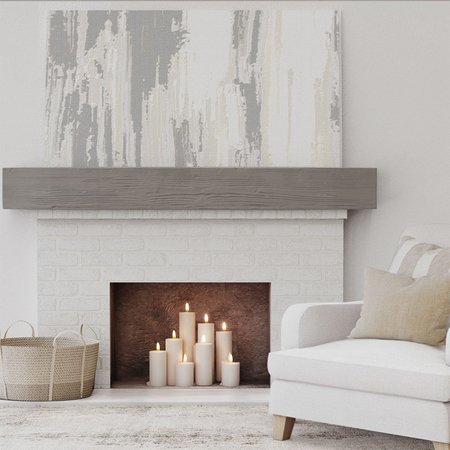 Ekena Millwork Sandblasted Faux Wood Fireplace Mantel, Burnished Honey Dew, 6"H x 8"D x 84"W MANUSD06X08X84BD